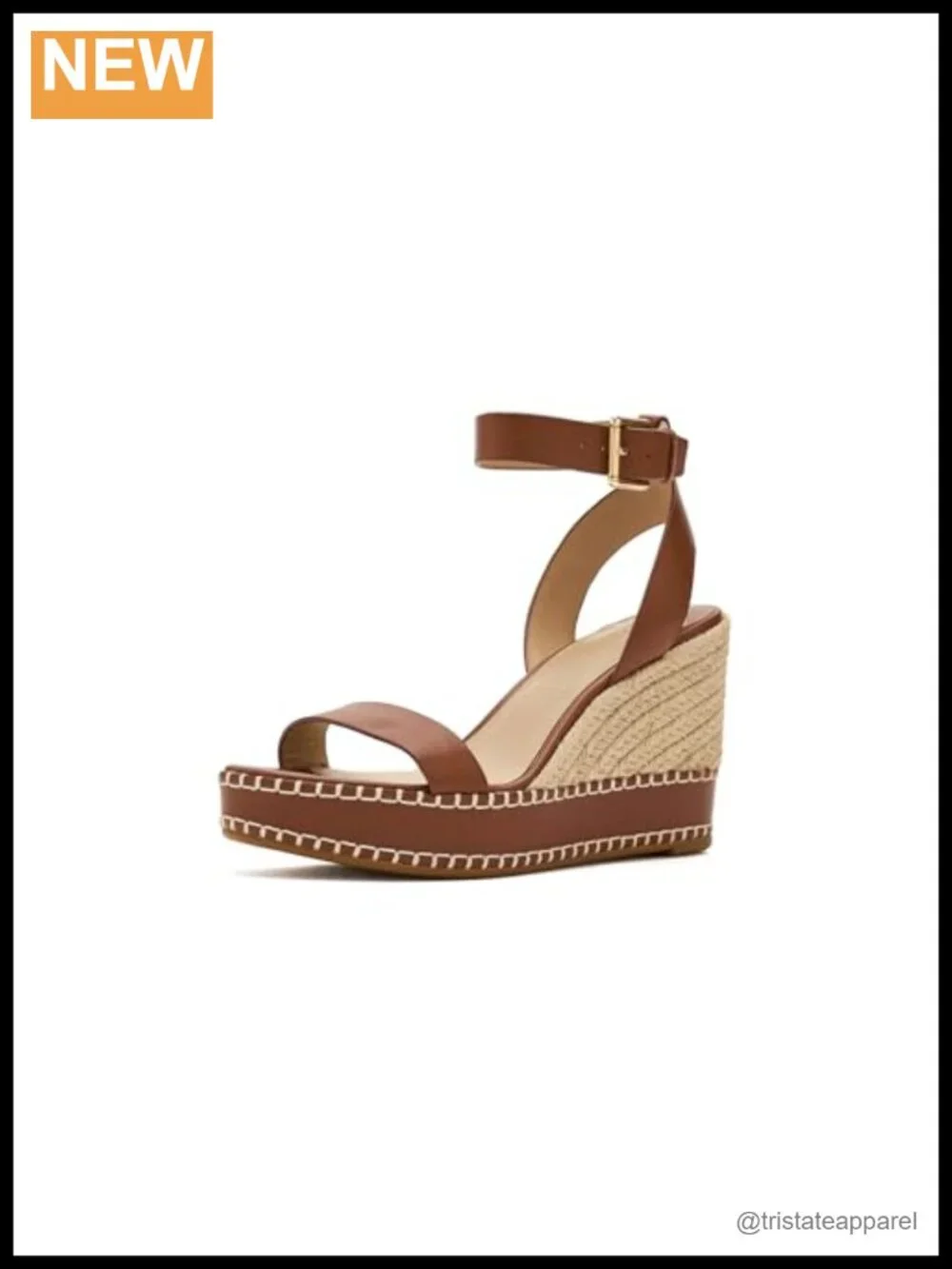 Hilarie Leather Espadrille Wedge Heel Ankle Strap Sandal